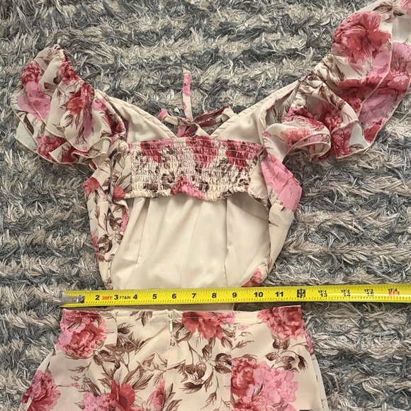 Elegant Pink Floral High-Low Hollow-Back Maxi Dress in Pink, Size XS - Picture 7 of 10